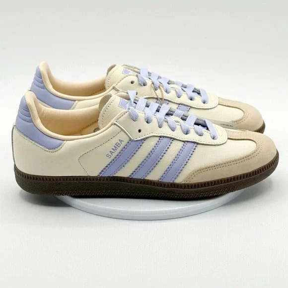 Adidas Samba OG W Leather Size 9 Womens Cream/Violet/Sand JI2678 - Picture 7 of 12